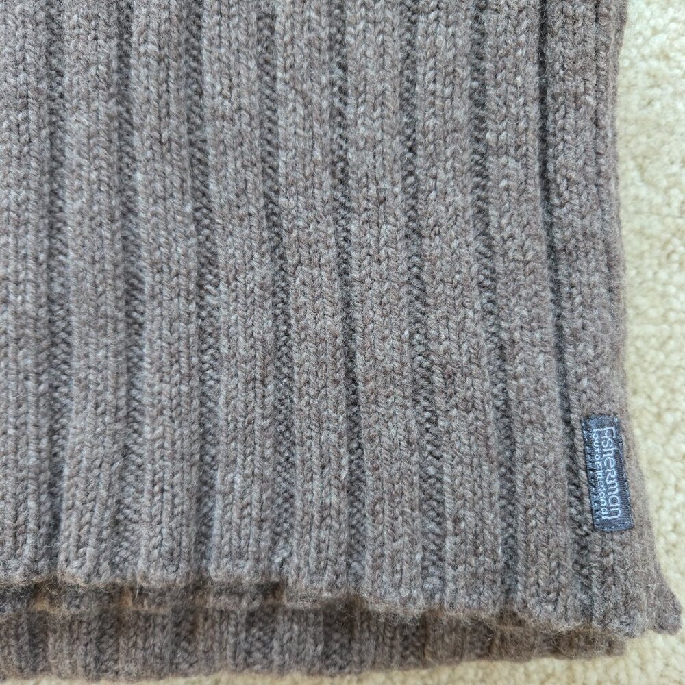 Brown Ribbed Lambswool Scarf made in Ireland - Picture 2 of 9